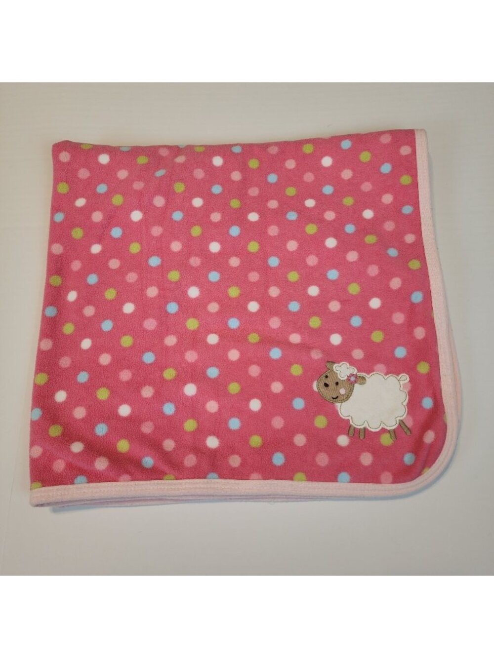 Carter's baby girl blanket pink polka dot Sheep Lamb
